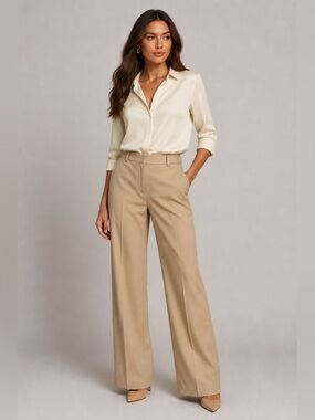 Express Studio Wide Leg Trousers Size 12 khaki Career Work Pants